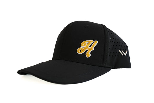 "H" golf hat (black/gold)